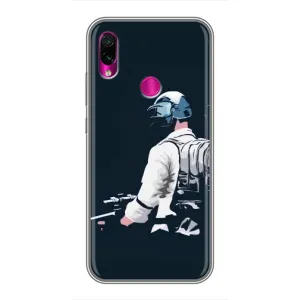 Силиконовый чехол с картинкой "Герой Pubg" на Xiaomi Redmi Note 7 (В экиперовке)