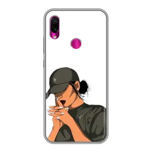 Силиконовый Чехол на Xiaomi Redmi Note 7 с картинкой Стильных Девушек (В зеленом)