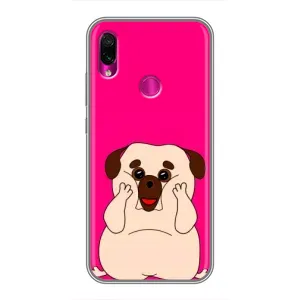 Чехол (ТПУ) Милые собачки для Xiaomi Redmi Note 7 (Веселый Мопсик)
