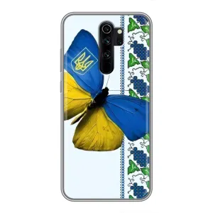 Чехол с Украинской символикой на Редми нот 8 про (Бабочка)