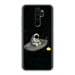 Силіконовый Чохол з принтом "Космонавти" на Xiaomi Redmi Note 8 Pro (Космонавт на рибалці)
