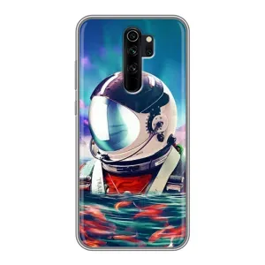 Силіконовый Чохол з принтом "Космонавти" на Xiaomi Redmi Note 8 Pro (Космонавт у воді)