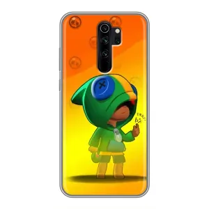 Чехол Бравл Старс для Xiaomi Redmi Note 8 Pro (LEON в кофте)