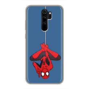 Чехол Супергерой Человека Паука на Xiaomi Redmi Note 8 Pro (На паутине)