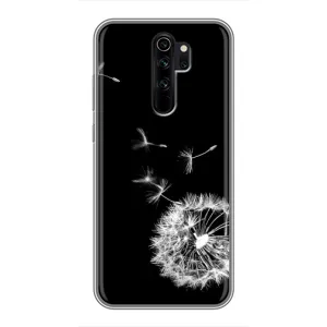 Силиконовый Чехол с одуванчиками на Xiaomi Redmi Note 8 Pro (Одуванчик на чёрном)