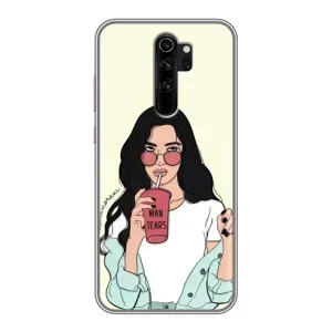 Силиконовый Чехол на Xiaomi Redmi Note 8 Pro с картинкой Стильных Девушек (С напитком)