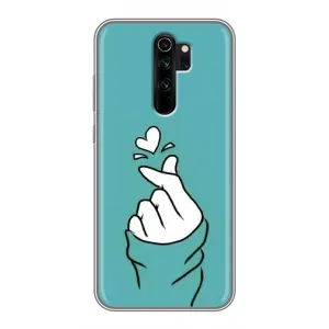 Чехлы (Знак сердечка) на Xiaomi Redmi Note 8 Pro (Сердечко на бирюзовом)