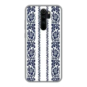 Силиконовый Чехол на Xiaomi Redmi Note 8 Pro с картинкой Вышиванки (Синяя вышиванка)