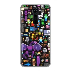 Чехол майнкрафт для Xiaomi Redmi Note 8 Pro (Все персонажи)
