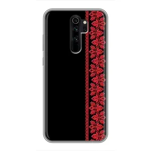Силиконовый Чехол на Xiaomi Redmi Note 8 Pro с картинкой Вышиванки (Вышиванка на черном)