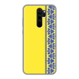 Силиконовый Чехол на Xiaomi Redmi Note 8 Pro (Вышиванка на желтом)