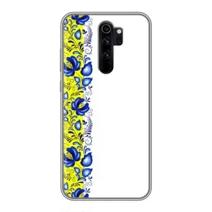 Силиконовый Чехол на Xiaomi Redmi Note 8 Pro с картинкой Вышиванки (Желто-синяя вышиванка)