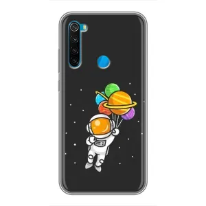 Силиконовый Чехол с принтом "Космонавты" на Xiaomi Redmi Note 8 (Космонавт с шариками)