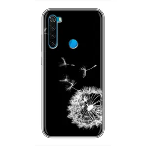 Силиконовый Чехол с одуванчиками на Xiaomi Redmi Note 8 (Одуванчик на чёрном)