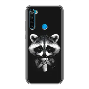 Силиконовый Чехол с Енотами на Xiaomi Redmi Note 8 (С кофем)