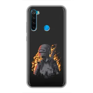Силиконовый чехол с картинкой "Герой Pubg" на Xiaomi Redmi Note 8 (В огне)