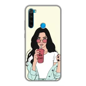 Силиконовый Чехол на Xiaomi Redmi Note 8T с картинкой Стильных Девушек (С напитком)