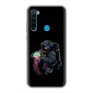 Силіконовый Чохол з принтом "Космонавти" на Xiaomi Redmi Note 8T (В руках земля)
