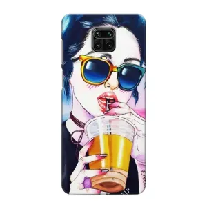 Чехол с картинкой Модные Девчонки Xiaomi Redmi Note 9 Pro Max (Девушка с коктейлем)