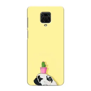 Бампер для Xiaomi Redmi Note 9 Pro Max с картинкой "Песики" (Кактус на голове)