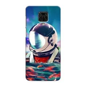 Силиконовый Чехол с принтом "Космонавты" на Xiaomi Redmi Note 9 Pro Max (Космонавт в воде)