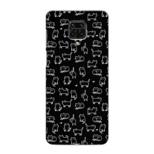 Чехол на тематику: Коты для Xiaomi Redmi Note 9 Pro Max (Котики на черном)