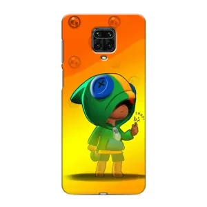 Чехол Бравл Старс для Xiaomi Redmi Note 9 Pro Max (LEON в кофте)
