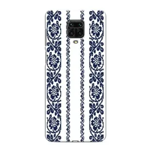 Силиконовый Чехол на Xiaomi Redmi Note 9 Pro Max с картинкой Вышиванки (Синяя вышиванка)