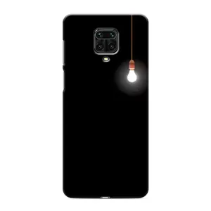 Чехол с картинками на черном фоне для Xiaomi Redmi Note 9 Pro (Лампочка)