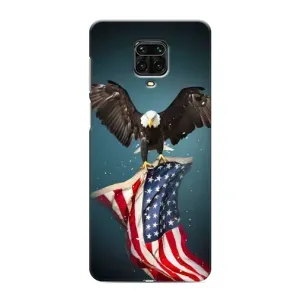 Чехол Флаг USA для Xiaomi Redmi Note 9 Pro (Орел и флаг)