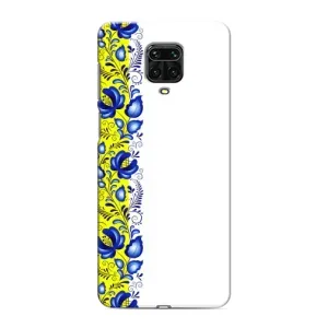 Силиконовый Чехол на Xiaomi Redmi Note 9 Pro с картинкой Вышиванки (Желто-синяя вышиванка)