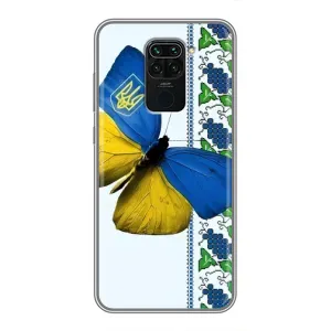 Чехол с Украинской символикой на Редми Нот 9 (Бабочка)