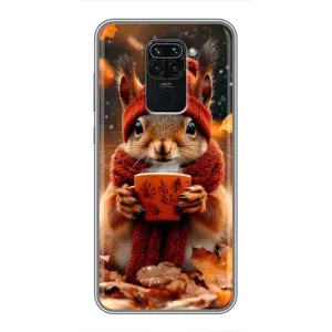 Друкований чохол 'Звірята з кавою' для Xiaomi Redmi Note 9 (Білка з кавою)