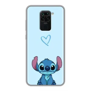 Чехол с рисунком Стич для Xiaomi Redmi Note 9 (Голубой Стич)