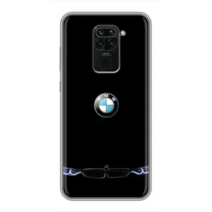 Силиконовый бампер с картинкой машины на Xiaomi Redmi Note 9 (Черный BMW)