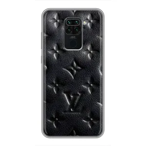 Текстурный Чехол Louis Vuitton для Редми Нот 9 (Черный ЛВ)
