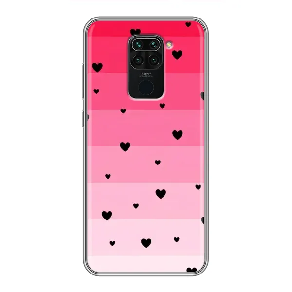 Чехол с рисунком «Чорные сердечки» для Xiaomi Redmi Note 9 Чехол с рисунком «Чорные сердечки» для Xiaomi Redmi Note 9