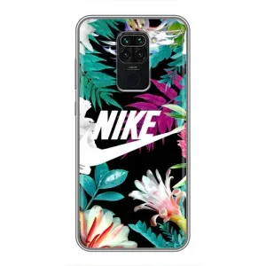Силиконовый Чехол на Xiaomi Redmi Note 9 с картинкой Nike (Цветочный Nike)