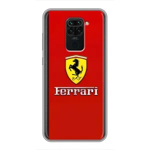 Силиконовый бампер с картинкой машины на Xiaomi Redmi Note 9 (Ferrari Logo)