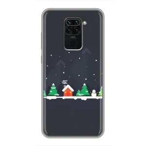 Силиконовый бампер на рождество для Xiaomi Redmi Note 9 (Город зимний)