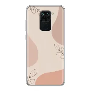 Чехол цветочный дизайн для Xiaomi Redmi Note 9 (Коричневый фон)
