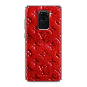 Текстурный Чехол Louis Vuitton для Редми Нот 9 (Красный ЛВ)