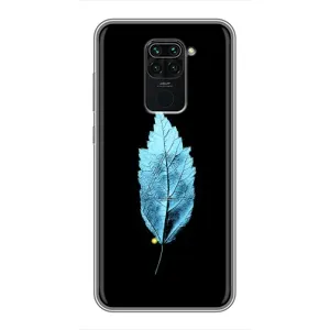 Чехол с картинками на черном фоне для Xiaomi Redmi Note 9 (Листочек)