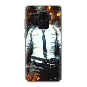Силиконовый чехол с картинкой "Герой Pubg" на Xiaomi Redmi Note 9 (Man Пубг)