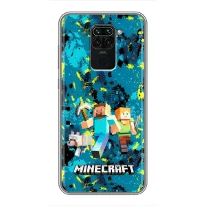 Чехлы для Xiaomi Redmi Note 9 (Персонажи Майн Крафт) (Майнкрафт)
