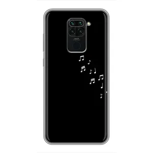 Чехол с картинками на черном фоне для Xiaomi Redmi Note 9 (Ноты)