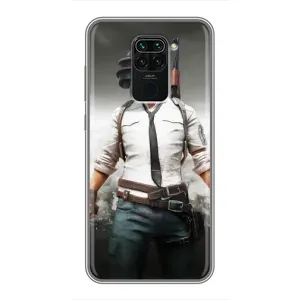 Силиконовый чехол с картинкой "Герой Pubg" на Xiaomi Redmi Note 9 (Пабг)