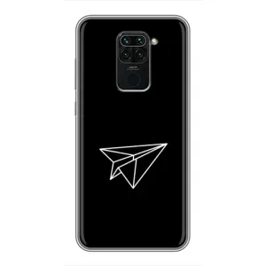 Чехол с картинками на черном фоне для Xiaomi Redmi Note 9 (Самолетик)