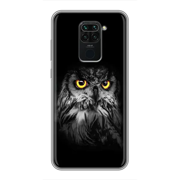 Чехол с рисунком «Сова на чёрном» для Xiaomi Redmi Note 9 Чехол с рисунком «Сова на чёрном» для Xiaomi Redmi Note 9