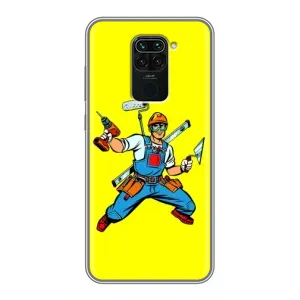 Силиконовый бампер (Работники) на Xiaomi Redmi Note 9 (Строитель)
